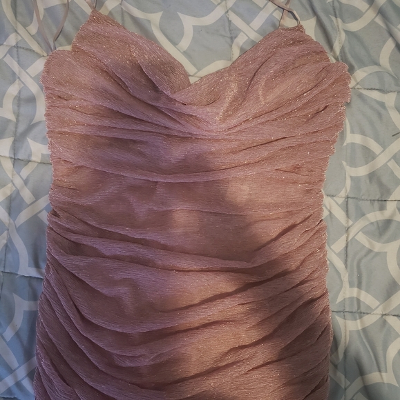 NEW Dazzle Me Metallic Ruched Mini Dress -Mauve - Picture 3 of 7